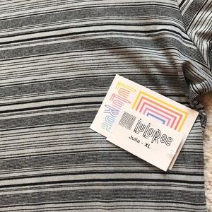 LuLaRoe 2XS JULIA - Robe Pencil Gris Rayures Noires NEUF Avec Étiquettes